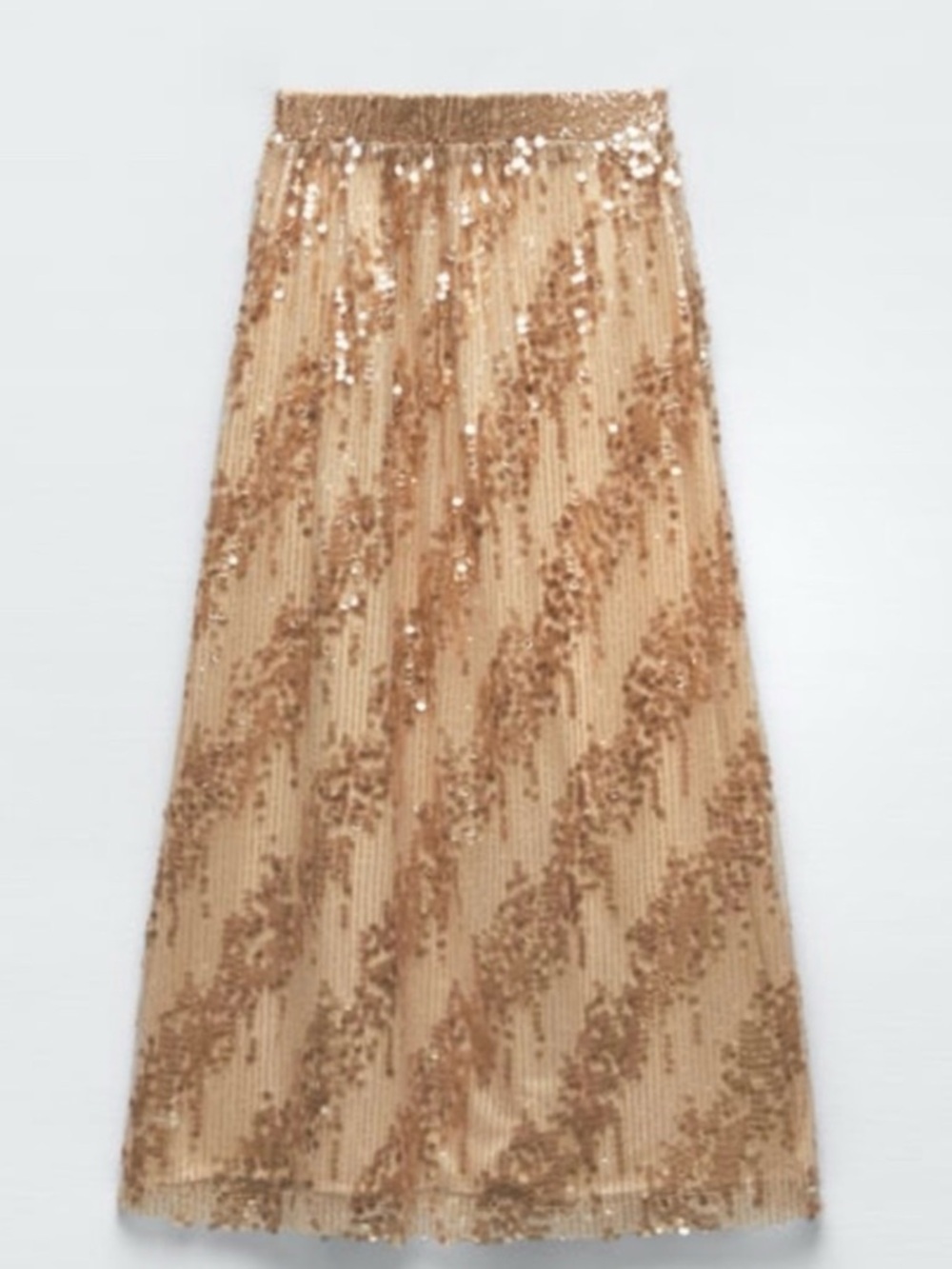 Zara Champagne Sequin Maxi Skirt